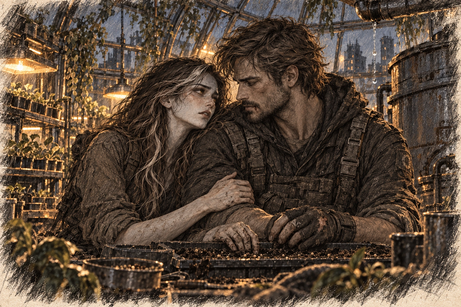 Ava and Gabriel move through a ruined grocery store during field training