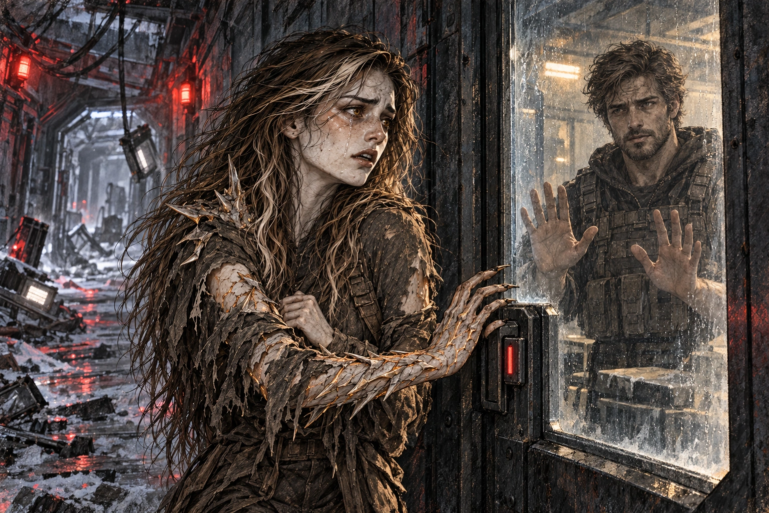 Ava tears open Gabriel’s cell door during the checkpoint collapse