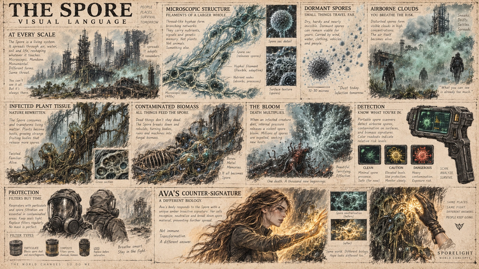 The visual language of the spores
